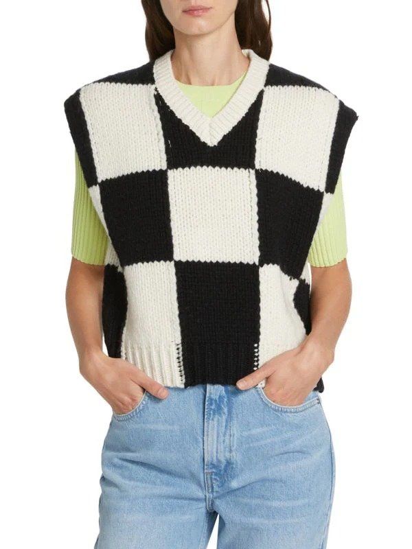 Checked Wool Sweater Vest
