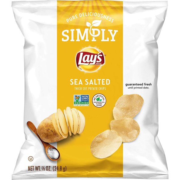 Sea Salted Thick Cut Potato Chips, 0.875 Ounce (Pack of 36)