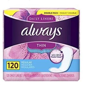 Always Thin Daily Liners Regular Absorbency 120 Count