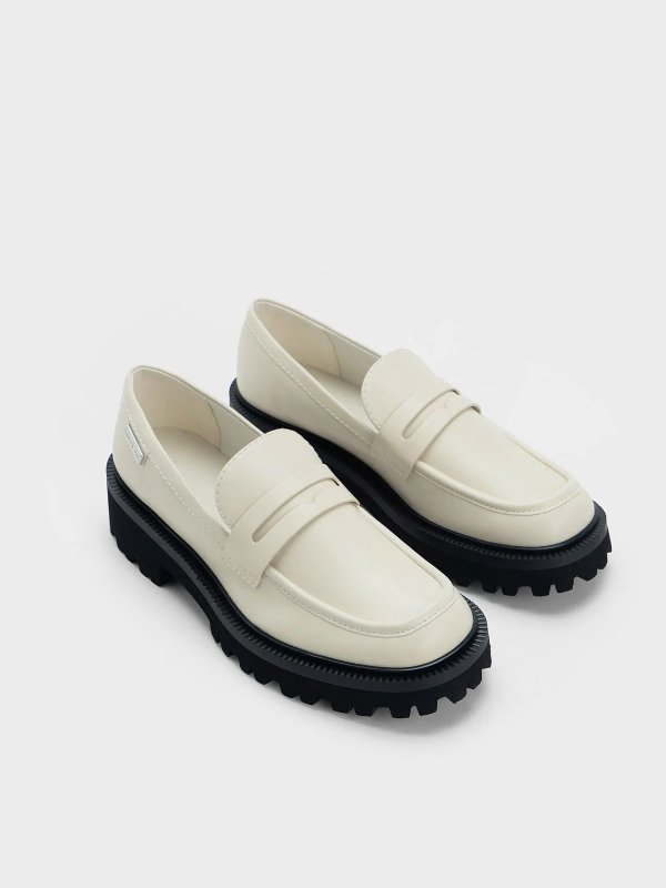 Covered Ridge-Sole Loafers - Chalk