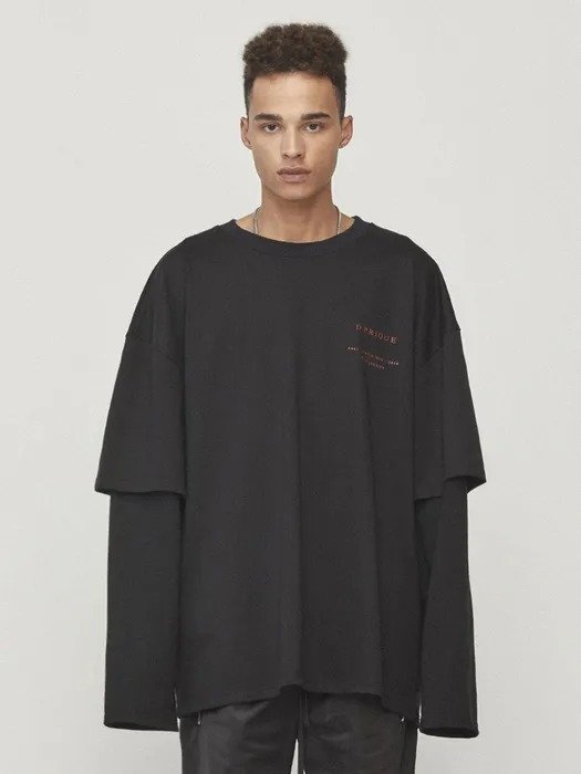 [Unisex] Oversized Layered T-shirt Black