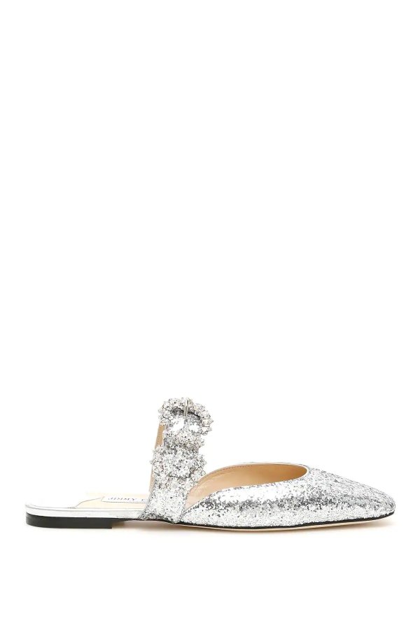 GLITTER MULES WITH JEWELLED BUCKLE
