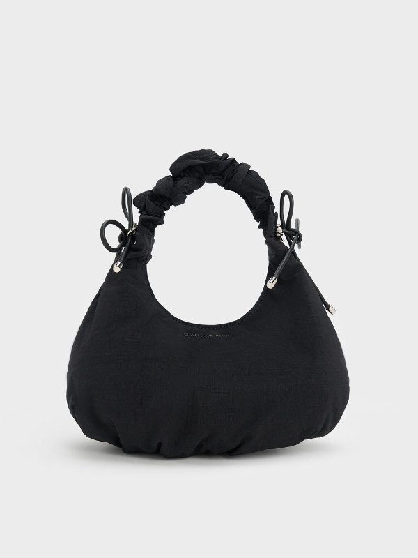 Maisy Ruched Nylon Bag - Black