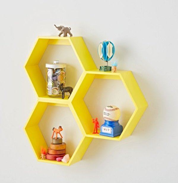 Honeycomb Yellow Hexagon Shelf + Reviews | Crate & Kids