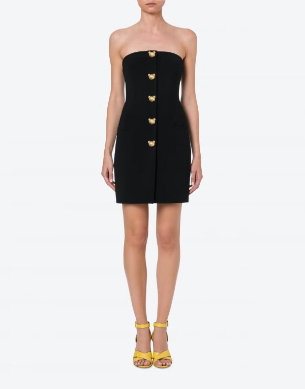Teddy Buttons crepe bustier dress - Clothing - Women - Sale - Moschino | Moschino Official Online Shop