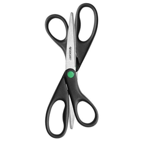 15179 KleenEarth 8" Straight Recycled Stainless Steel Scissors, Black, 2 Pack