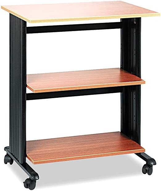 Muv Adjustable Printer Stand , Medium Oak, Swivel Wheels, Two Adjustable Shelves
