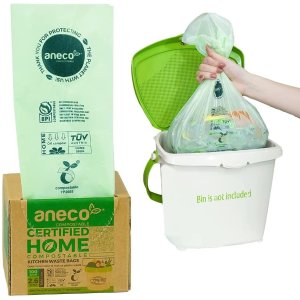 ANECO 100% Compostable Trash Bags 2.6 Gallon
