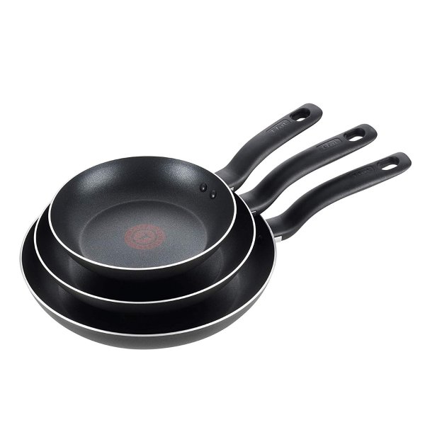 B363S3 Specialty Nonstick 3 PC Fry Pan Cookware Set, 3-Pack, Black