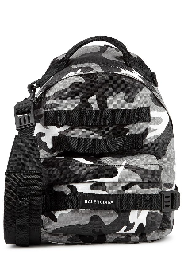 Grey camouflage nylon backpack
