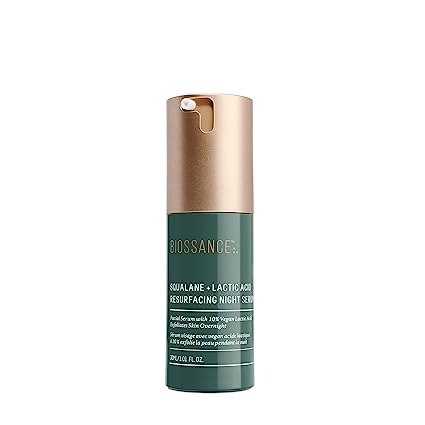 Squalane + Lactic Acid Resurfacing Night Serum. An Exfoliating AHA to Soften and Smooth Skin, Diminish Fine Lines and Brighten Complexion (1.0 ounces)