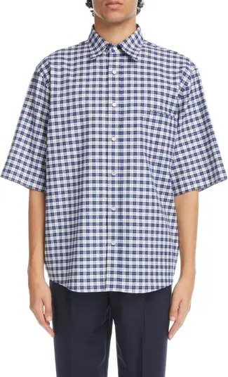 Plaid Short Sleeve Button-Up Shirt