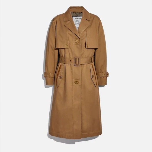 Cotton Trench With Leather Trim
