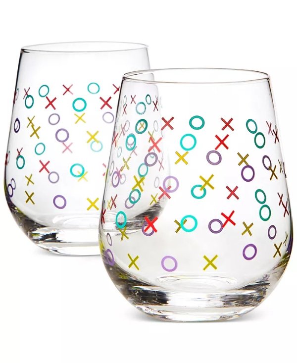 Valentine's Day Stemless Wine Glasses, Set of 2, Created for Macy's
