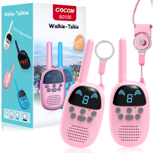 Ending Soon: Children Walkie Talkies for 3-12 Year Old Boys Girls, GOCOM Portable Two Way Radios Kids Gift, Long Range Child Walky Talky Toys for Outside, (Pink, 2 Pack)