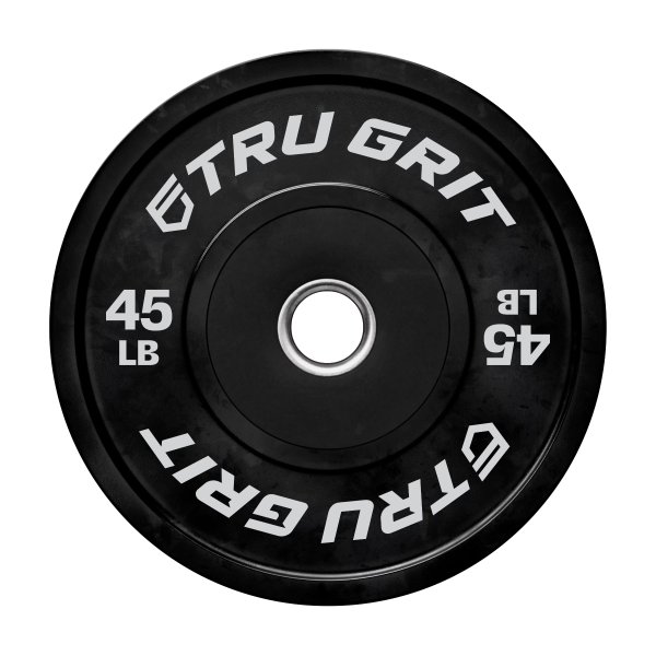 Tru Grit Fitness 45 lb Black Olympic Bumper Plate Pair Weight Set