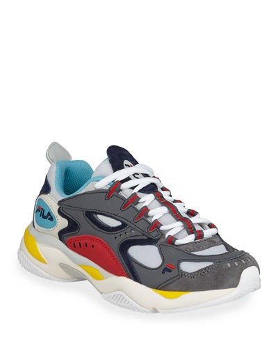 Boveasorus Colorblock Mixed Leather Runner Sneakers