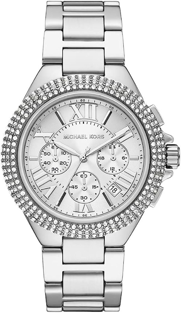 Camille Stainless Steel Multifunction Watch with Glitz Accents