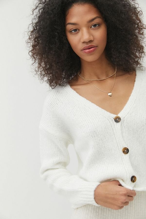 UO Ozzy Boxy Button-Front Cardigan