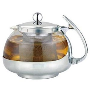 ess Steel Glass TEA POT Teapot w. Stainless steel Strainer filter 700ML