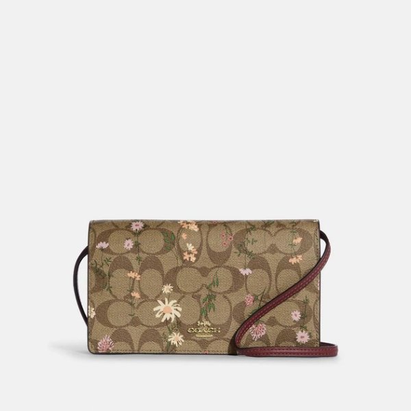 Anna Foldover Clutch Crossbody In Signature Canvas With Wildflower Print