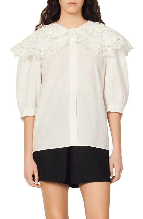 Angus Lace Collar Cotton Blouse
