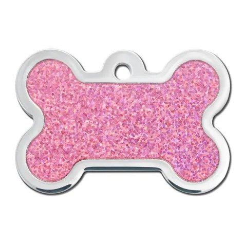 Quick-Tag Large Pink Hologram Bone Personalized Engraved Pet ID Tag | Petco