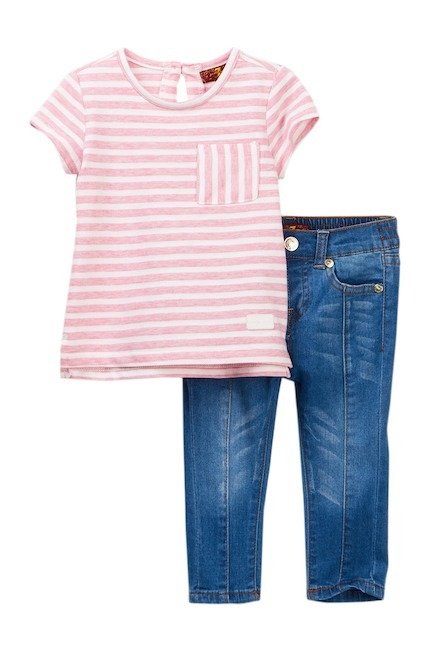 Pocket Tee & Skinny Jeans Set (Baby Girls)