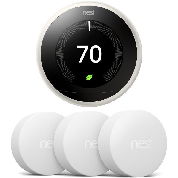 Google Nest Learning Thermostat 3代 智能温控器 + 3个温度传感器