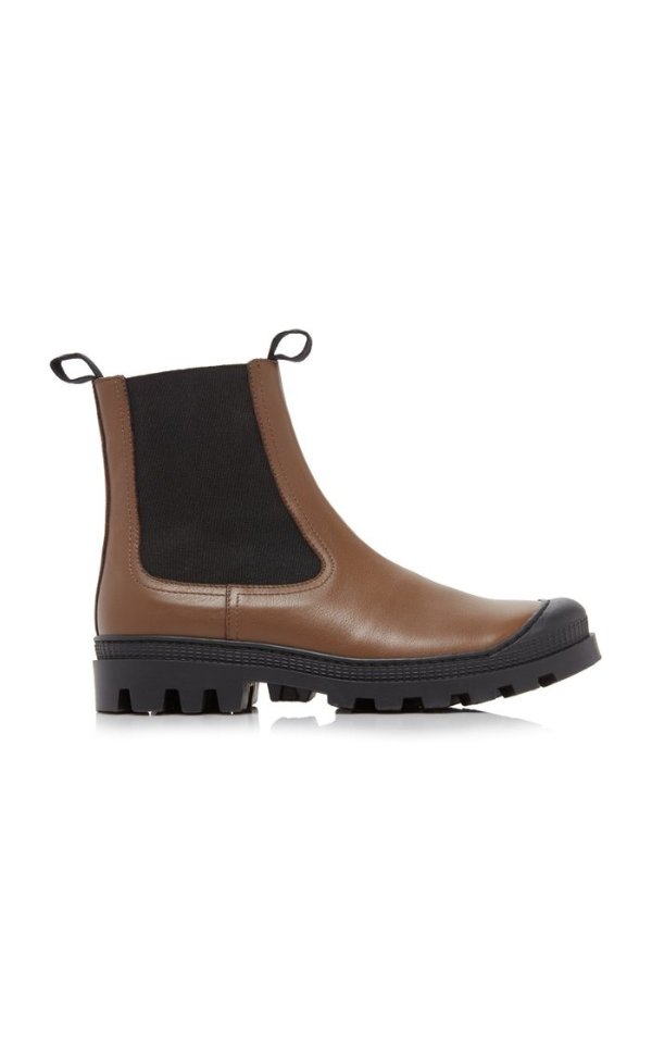 Rubber-Paneled Leather Chelsea Boots