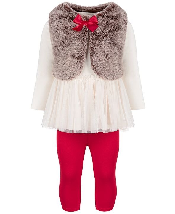 Baby Girls Fur Bow Tunic Set, Created for Macy's