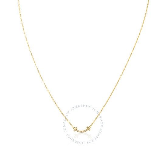 Ladies 18k Gold Tiffany T Smile Pendant Necklace