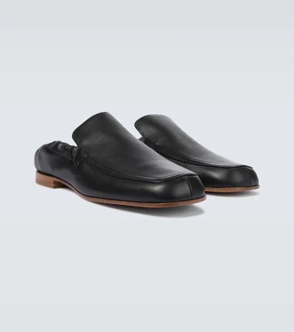 Pull tab leather loafers