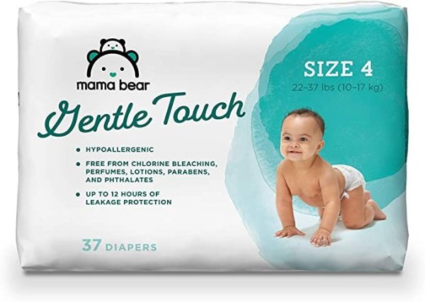  Gentle Touch Diapers, Hypoallergenic, Size 4, 37 Count