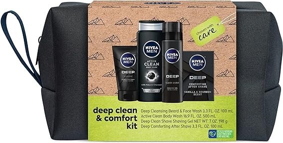 Men Clean Deep Skin Care Collection for Men, 4 Piece Gift Set
