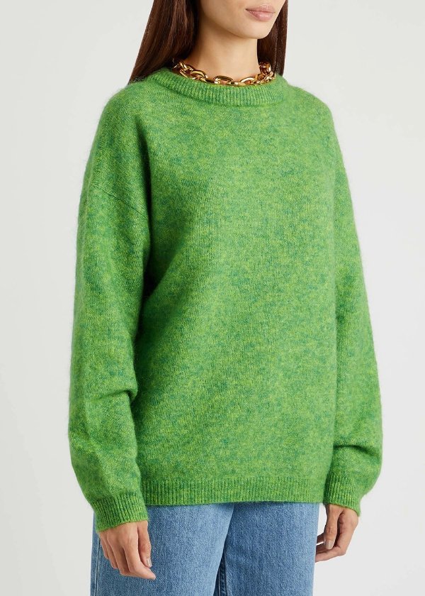 Dramatic green melange knitted jumper