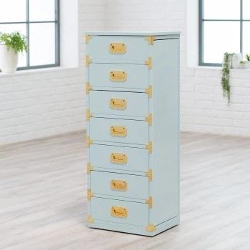 Campaign Trunk Jewelry Armoire - High Gloss Tranquil Blue
