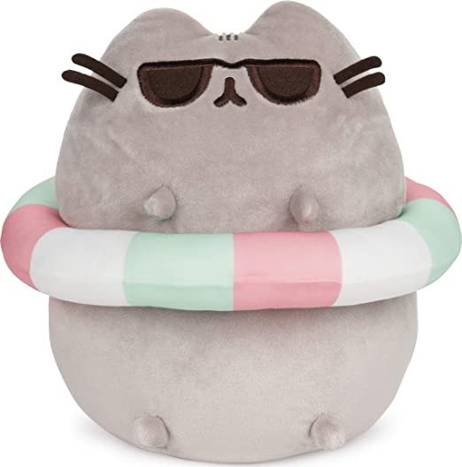 Pusheen in Striped Tube and Sunglasses Plush Stuffed Animal Cat, 9.5"