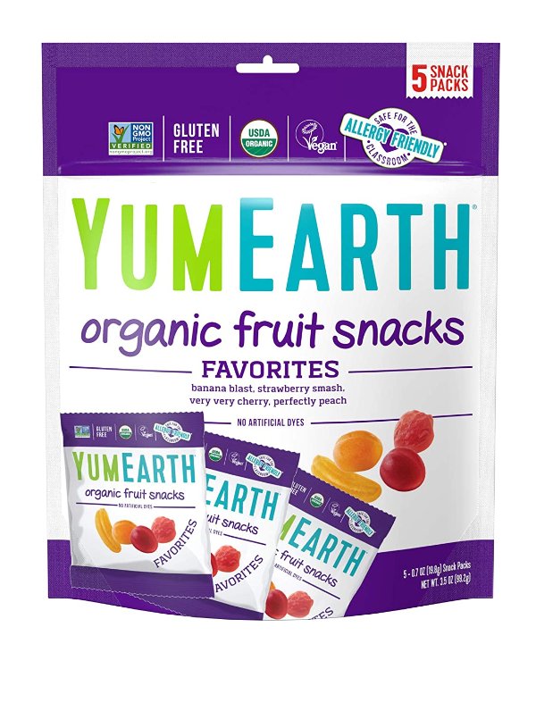 Organic Fruit Snacks, 5- 0.7oz.