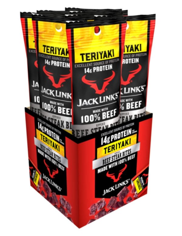 Beef Steak Jerky Bites, Teriyaki Flavor, On-the-Go Poppable Meat Snack, 14g of Protein and 110 Calories, Made with Premium Beef, 12 Ounce Snack Bags (Pack of 8)
