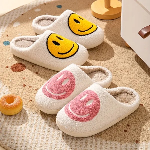 Women's Kawaii Plush Slippers, Cozy & Warm Closed Toe Non Slip Shoes, Winter Indoor Bedroom Slippers