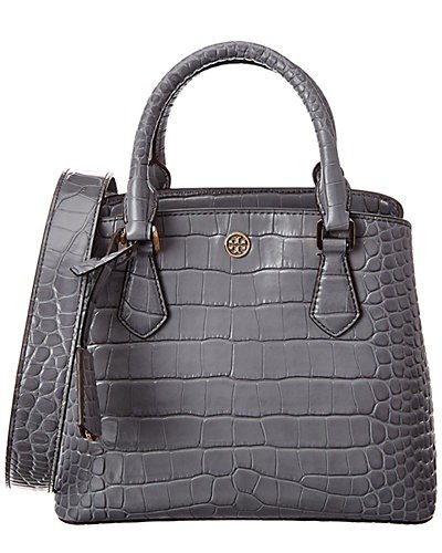 Robinson Small Triple Compartment Croc-Embossed Leather Tote