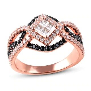 Diamond Fashion Ring 1 ct tw Princess/Round 10K Rose Gold|Kay