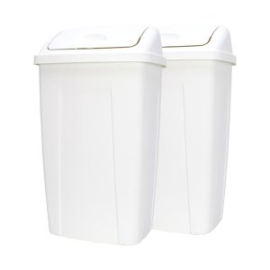 Mainstays Trash Cans, 13 Gallon, White, 2 Pack