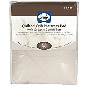 Quilted Organic Cotton Top Breathable Waterproof Fitted Toddler Bed and Baby Crib Mattress Pad Cover Protector, Noiseless, Machine Washable and Dryer Friendly, 52" x 28" - Cream