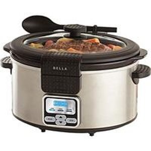 BELLA 6 Quart Programmable Slow Cooker, Stainless