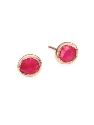 - Siren Pink Quartz & 18K Rose-Gold Plated Stud Earrings
