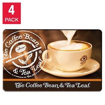 The Coffee Bean & Tea Leaf 价值$25礼卡 4张