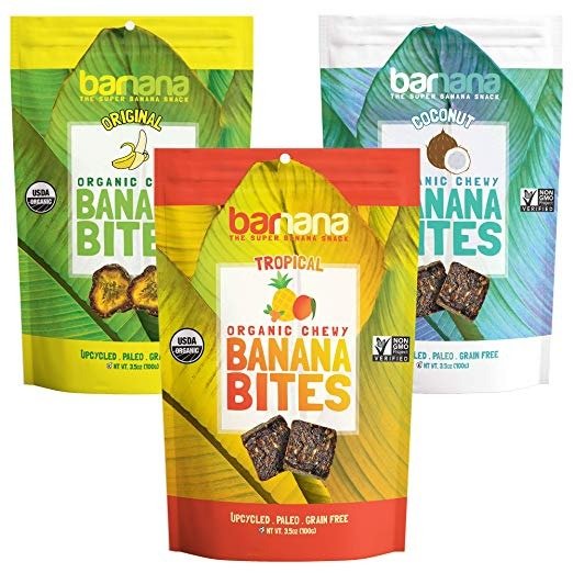 Organic Chewy Banana Bites - Variety - 3.5 Ounce, 3 Pack Bites - Delicious Potassium Rich Banana Snacks - Lunch Dinner Sports Hiking Natural Snack - Whole 30, Paleo, Vegan, Packaging May Vary
