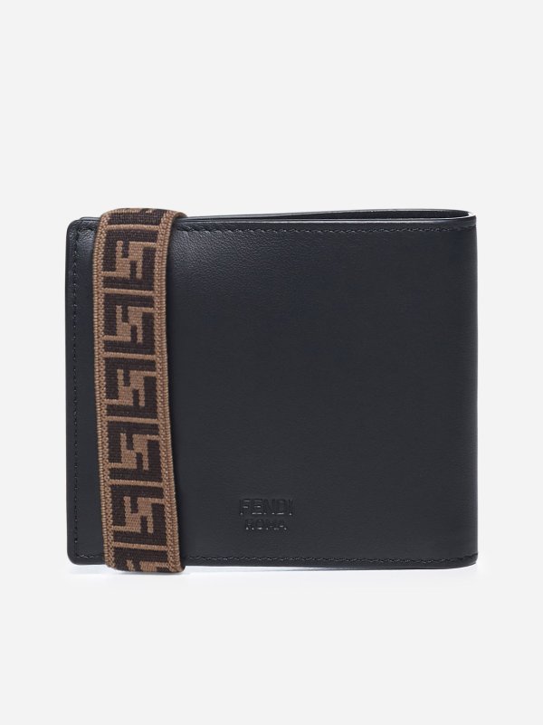 FF logo elastic band leather wallet